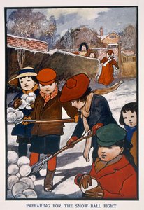 Preparándose para la pelea de bolas de nieve de English School
